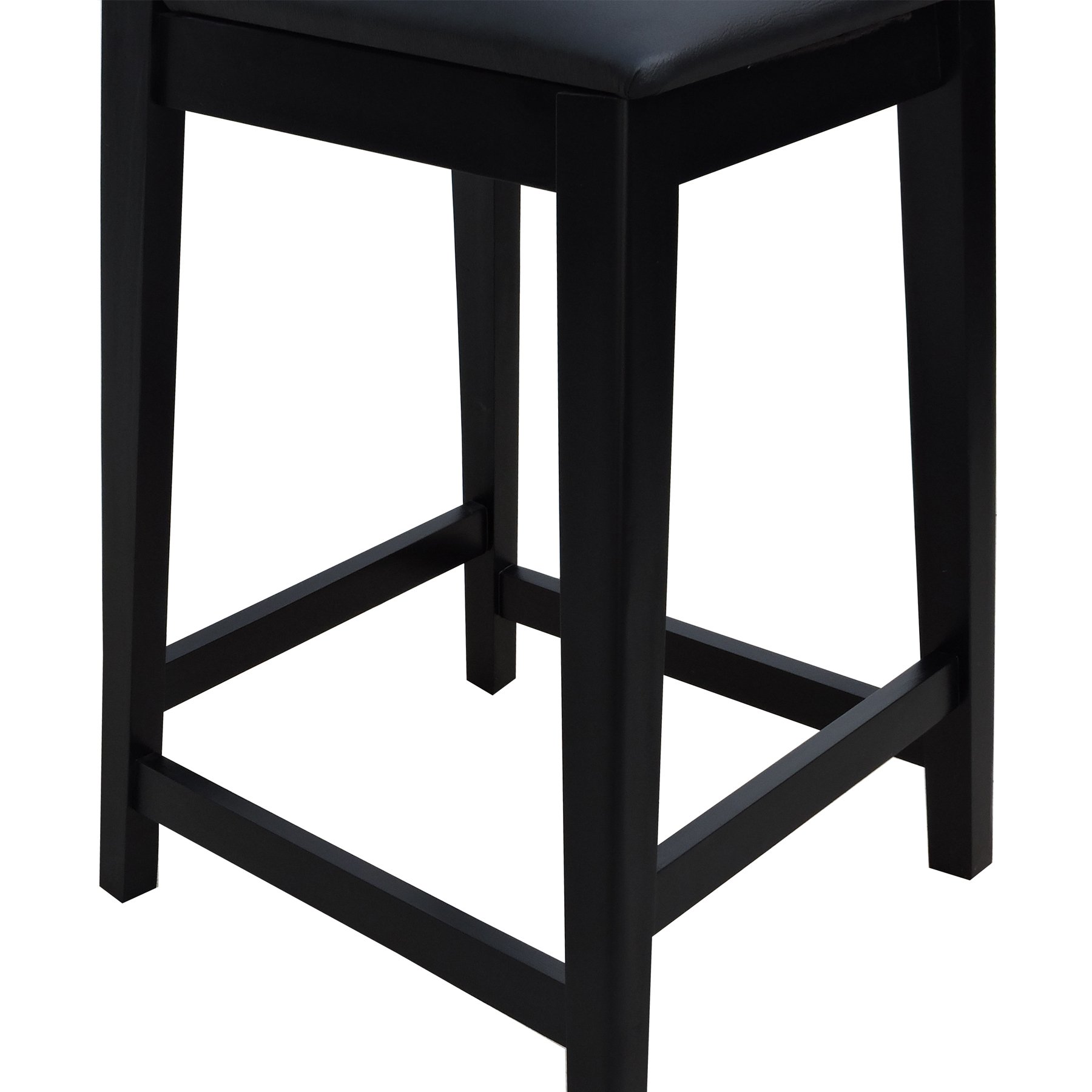 Banqueta Gabi Madeira Maciça Encosto c/ Telinha c/ 68cm Altura - Preto Assento Estofado Corano Preto