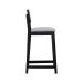 Banqueta Gabi Madeira Maciça Encosto c/ Telinha c/ 68cm Altura - Preto Assento Estofado Linho Bege