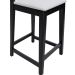 Banqueta Gabi Madeira Maciça Encosto c/ Telinha c/ 68cm Altura - Preto Assento Estofado Linho Bege