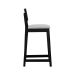Banqueta Gabi Madeira Maciça Encosto c/ Telinha c/ 68cm Altura - Preto Assento Estofado Linho Bege Mescla Impermeável