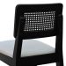 Banqueta Gabi Madeira Maciça Encosto c/ Telinha c/ 68cm Altura - Preto Assento Estofado Linho Bege Mescla Impermeável