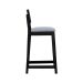 Banqueta Gabi Madeira Maciça Encosto c/ Telinha c/ 68cm Altura - Preto Assento Estofado Linho Cinza Mescla Impermeável