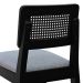Banqueta Gabi Madeira Maciça Encosto c/ Telinha c/ 68cm Altura - Preto Assento Estofado Linho Cinza Mescla Impermeável