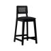 Banqueta Gabi Madeira Maciça Encosto c/ Telinha c/ 68cm Altura - Preto Assento Estofado Linho Preto Textura