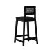 Banqueta Gabi Madeira Maciça Encosto c/ Telinha c/ 68cm Altura - Preto Assento Estofado Linho Preto Textura