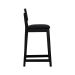 Banqueta Gabi Madeira Maciça Encosto c/ Telinha c/ 68cm Altura - Preto Assento Estofado Linho Preto Textura