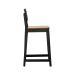 Banqueta Gabi Madeira Maciça Encosto c/ Telinha c/ 68cm Altura - Preto Assento Madeira Amêndoa