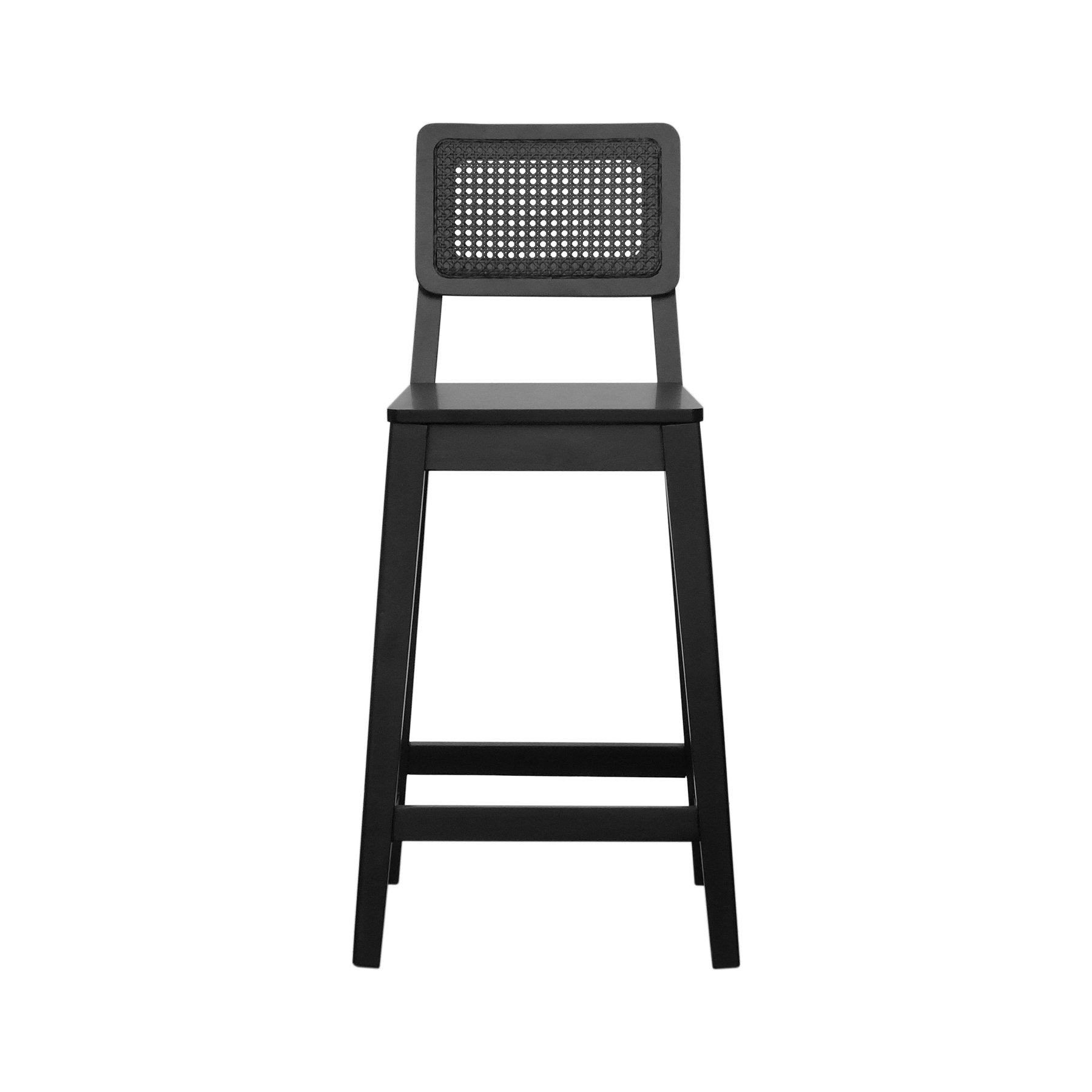 Banqueta Gabi Madeira Maciça Encosto c/ Telinha c/ 68cm Altura - Preto Assento Madeira Preto