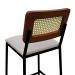 Banqueta Gabi Metal Encosto Anatômico Telinha Natural Assento Estofado - Preto/Amêndoa Corano Bege
