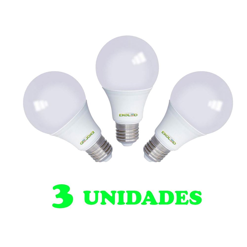 3 Lampadas Bulbo E27 12W Ed   Bivolt Policarbonato Leitosa Branco