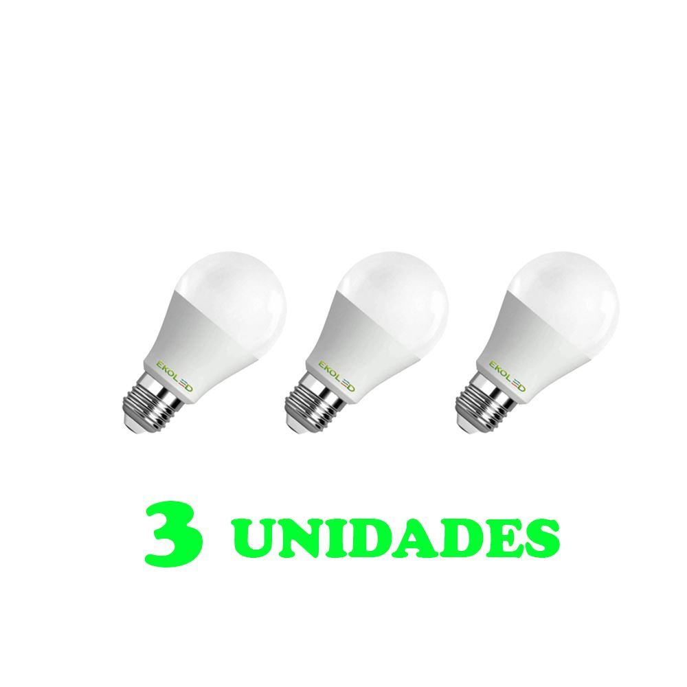 3 Lampadas Bulbo E27 15W Ed   Bivolt Policarbonato Leitosa Branco