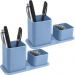 Kit 2 Organizadores de Mesa Escritório Porta Canetas Objetos Clips Azul Claro Dellocolor