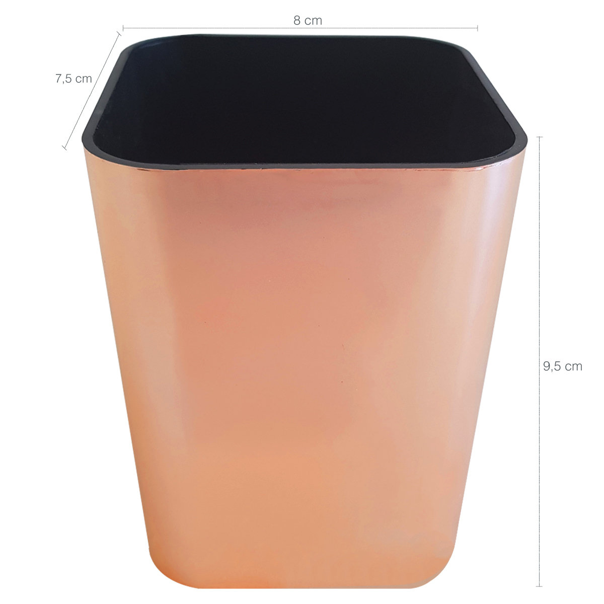 Kit 2 Porta Objetos Organizadores De Escritório Porta Lápis Rose Gold Metalizado Dello