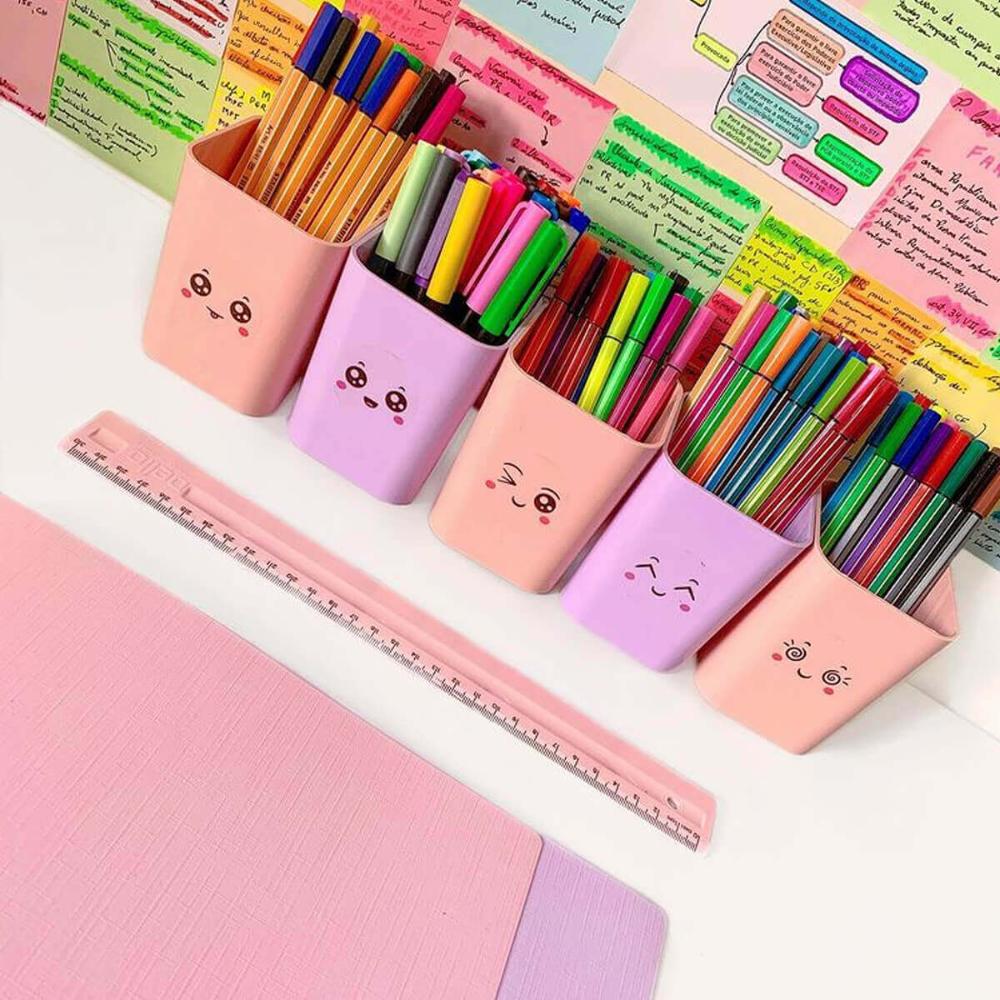 Kit 2 Porta Objetos Organizadores Mesa Escritório 5 Divisões