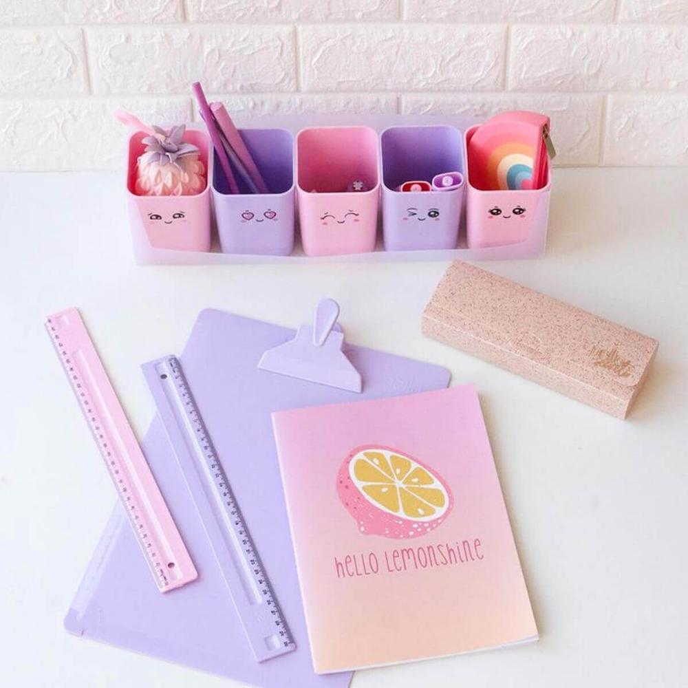 Kit 2 Porta Objetos Organizadores Mesa Escritório 5 Divisões