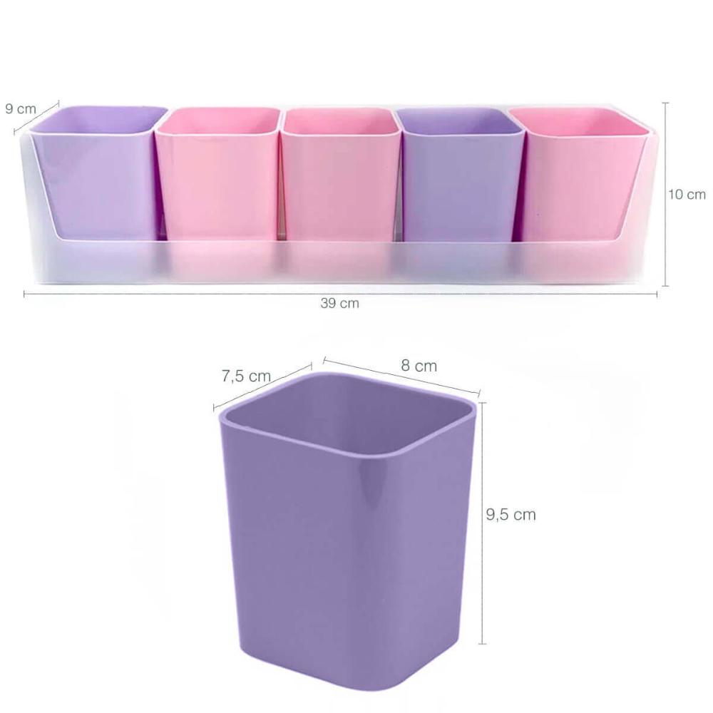 Kit 2 Porta Objetos Organizadores Mesa Escritório 5 Divisões
