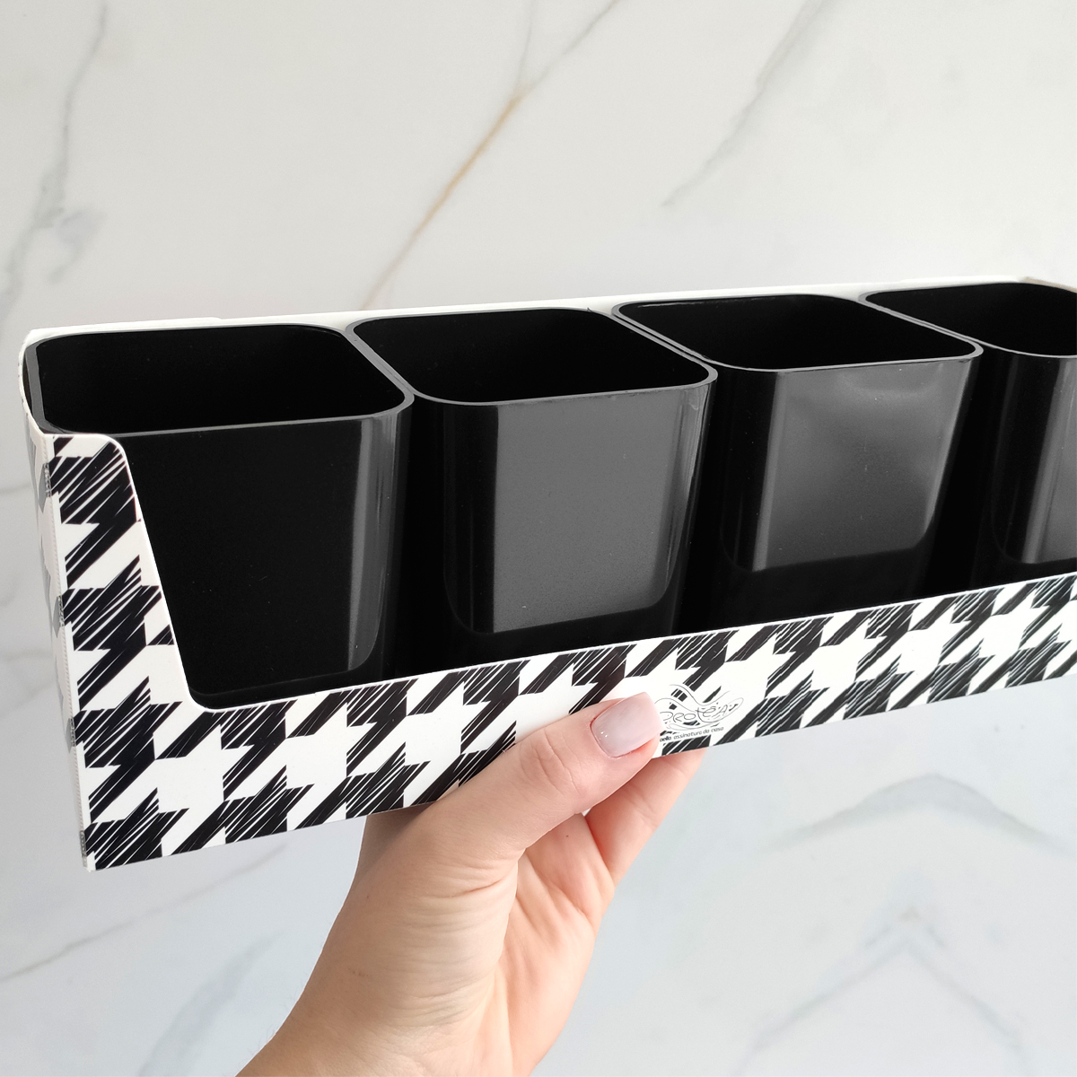 Kit 4 Porta Objetos Com Suporte Pied De Poule Organizador De Escritório Dello