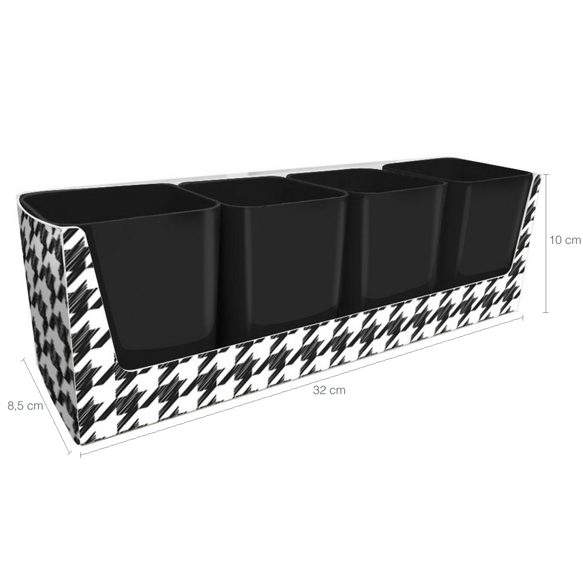 Kit 4 Porta Objetos Com Suporte Pied De Poule Organizador De Escritório Dello