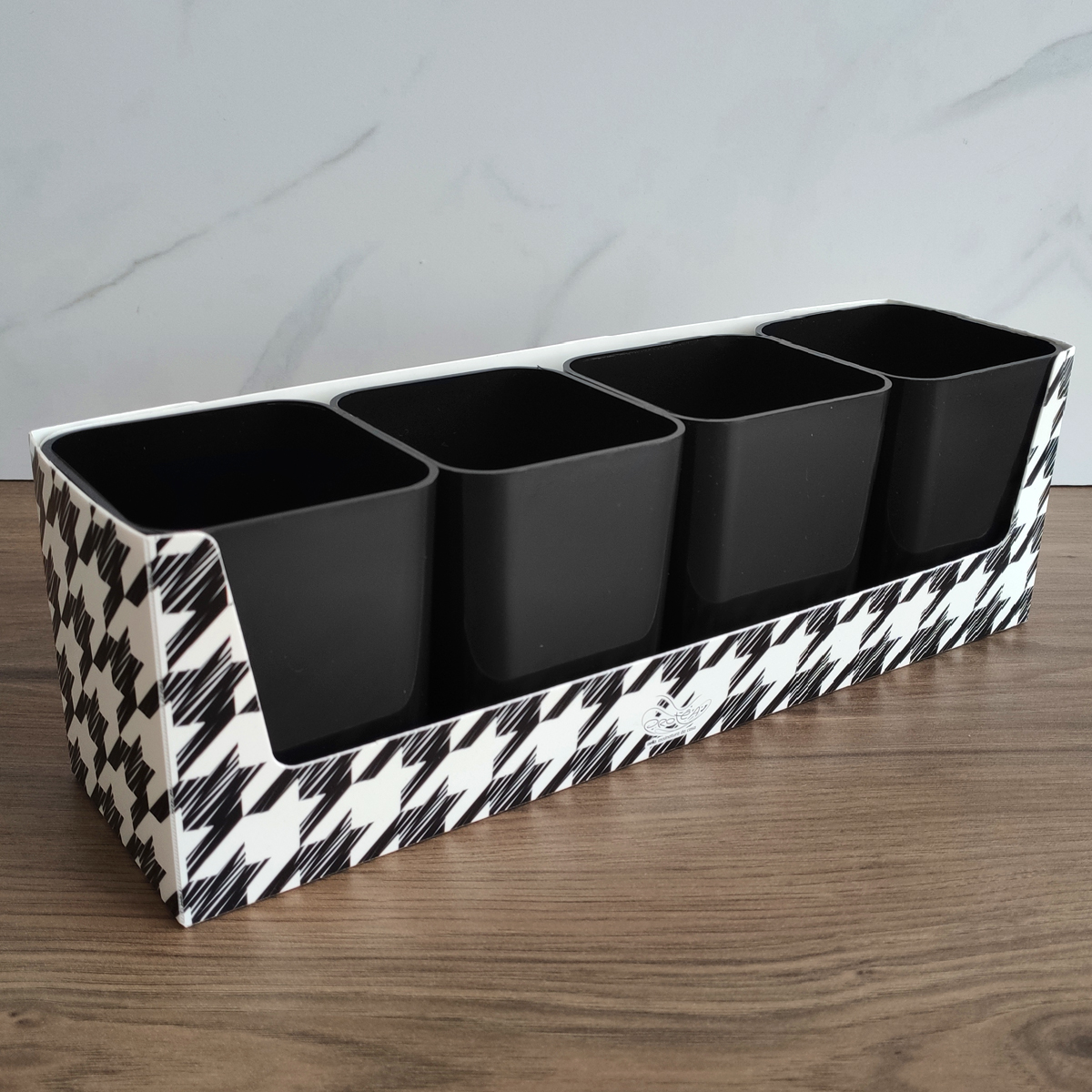 Kit 4 Porta Objetos Com Suporte Pied De Poule Organizador De Escritório Dello