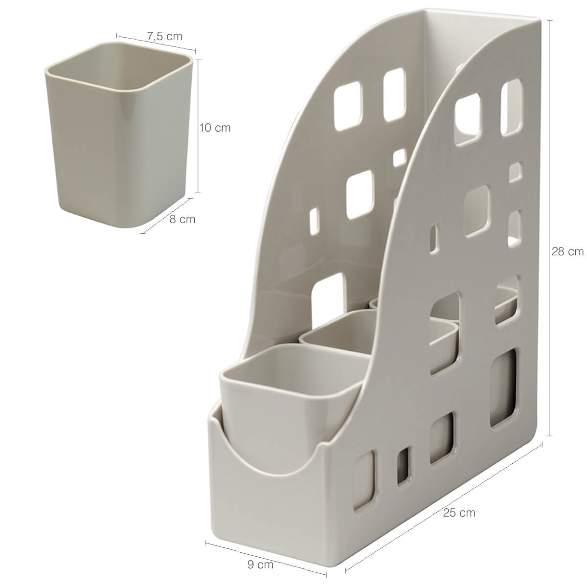 Kit Ambiente  4 em 1 Porta Objetos Organizador Multiuso Mesa Escritório Cinza Dello