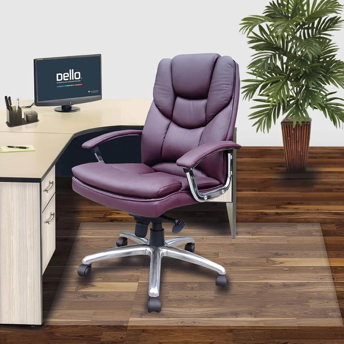 Tapete Protetor De Piso Para Escritório 100x120cm Protepiso Flexível Cristal Fosco Dello