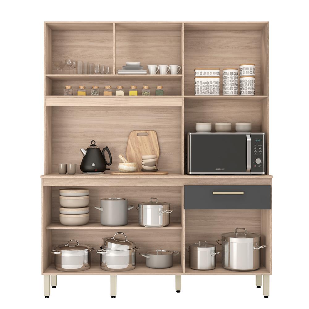 Armário Cozinha Compacta 10 Portas Osaka Avena Grafito