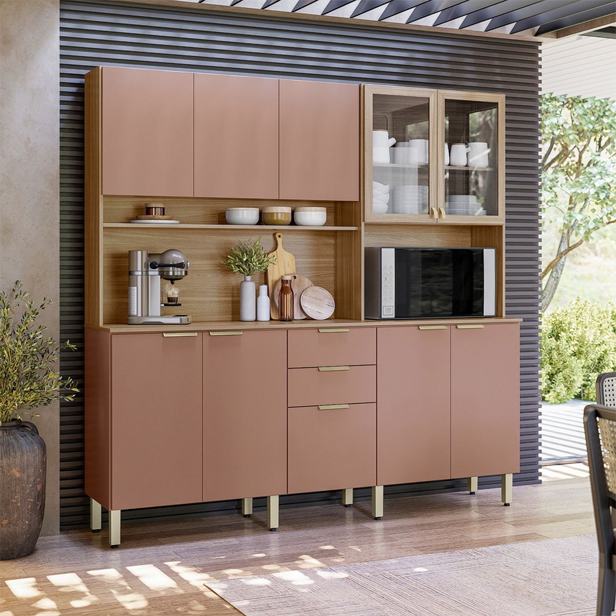 Armário Cozinha Compacta 10 Portas Porto Amêndola Marsala