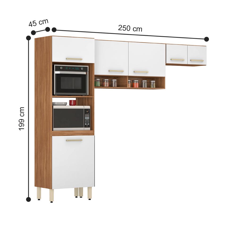 Armário Cozinha Compacta 3 Peças Braga Amêndola Branco