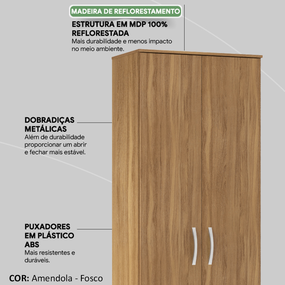 Armario Multiuso Golden 02 Portas Amendola Touch Demobile