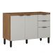 Balcão Firenze Pia 120cm 3 Portas 2 Gavetas Amêndola/Nude Prime sem Tampo - Demóbile