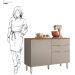 Balcão para Cozinha 120cm 2 Portas 2 Gavetas Olga Amêndola/Nude