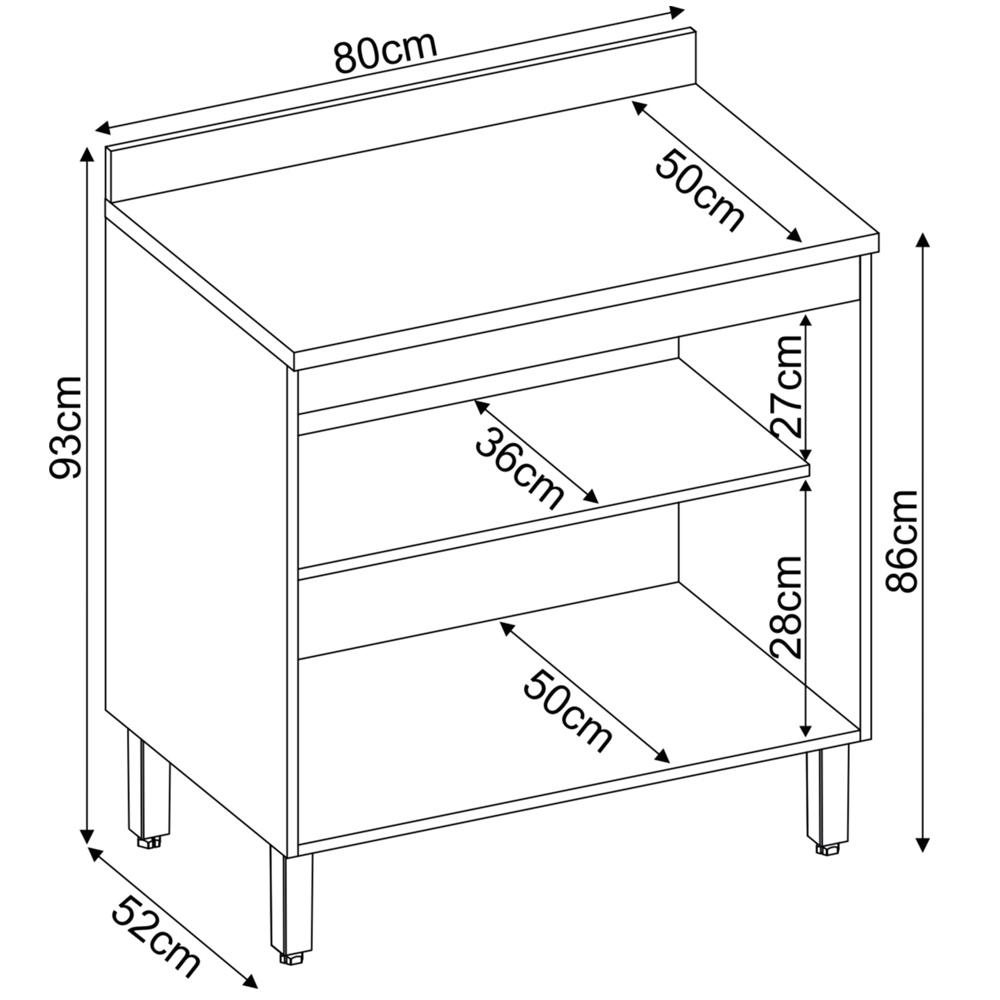 Balcao 2 Portas 80cm 93221 Amendola Branco Demobile