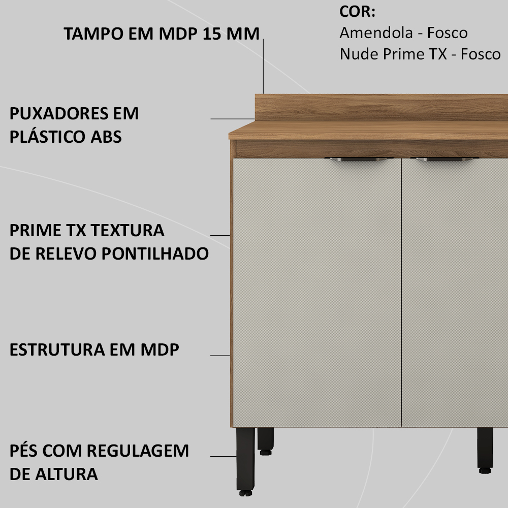 Balcao 3 Pts 2 Gv Com Tampo 120cm 93241 Amendola Nude Prime Tx Demobile