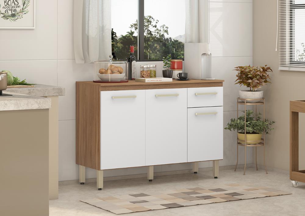 Balcao Para Cozinha 120 CM Dama 93101 Amendola Branco Demobile