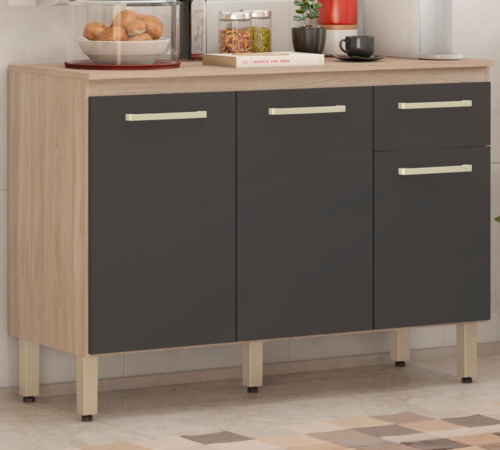 Balcao Para Cozinha 120 CM Dama 93101 Avena Grafito Demobile