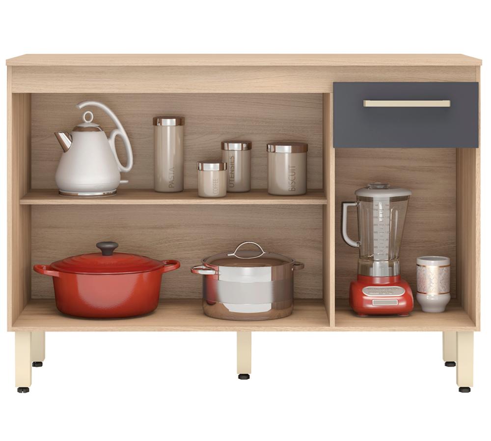 Balcao Para Cozinha 120 CM Dama 93101 Avena Grafito Demobile