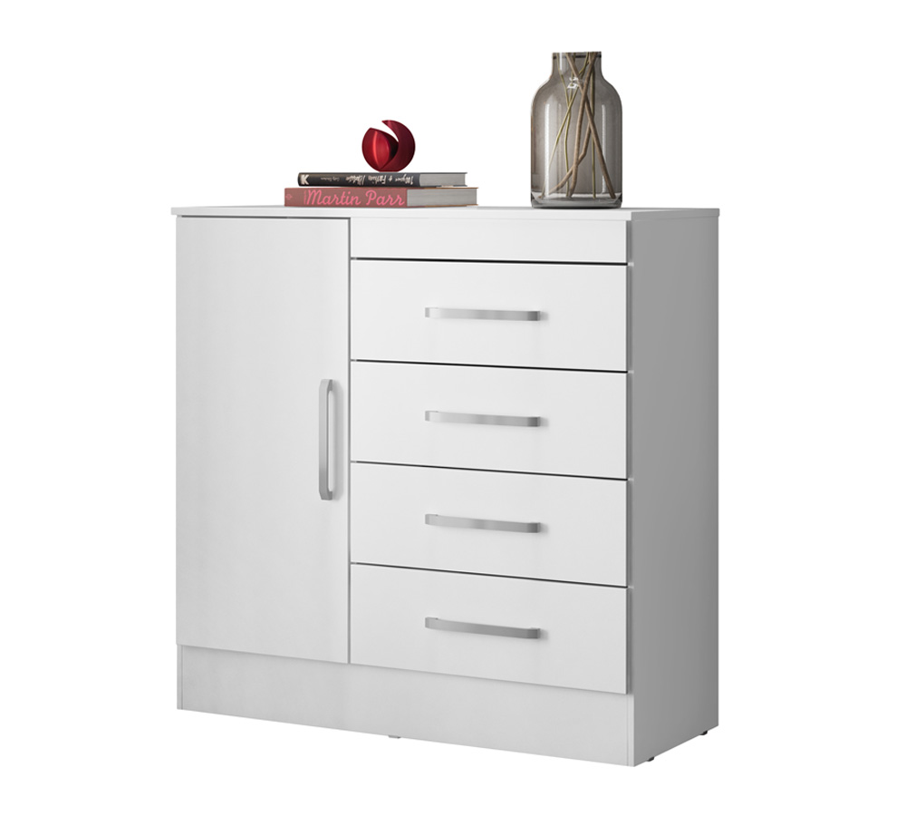 Cômoda 04 Gavetas Montevideu Branco Rosa Flex Demobile