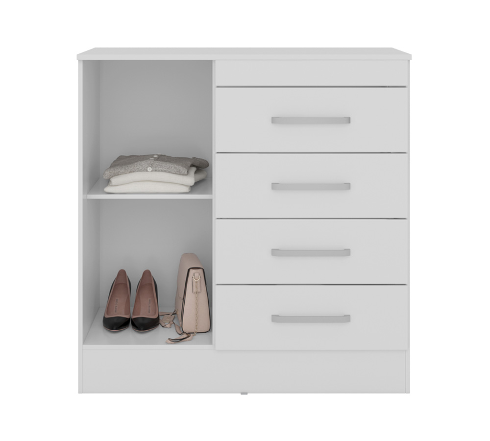 Cômoda 04 Gavetas Montevideu Branco Rosa Flex Demobile
