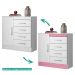 Cômoda 04 Gavetas Montevideu Branco Rosa Flex Demobile