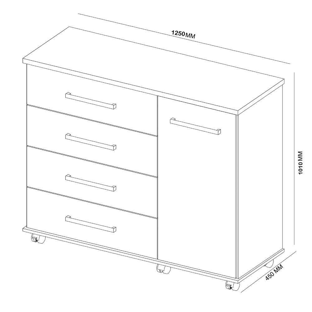 Cômoda 4 Gavetas Flora 4130 Branco Demóbile