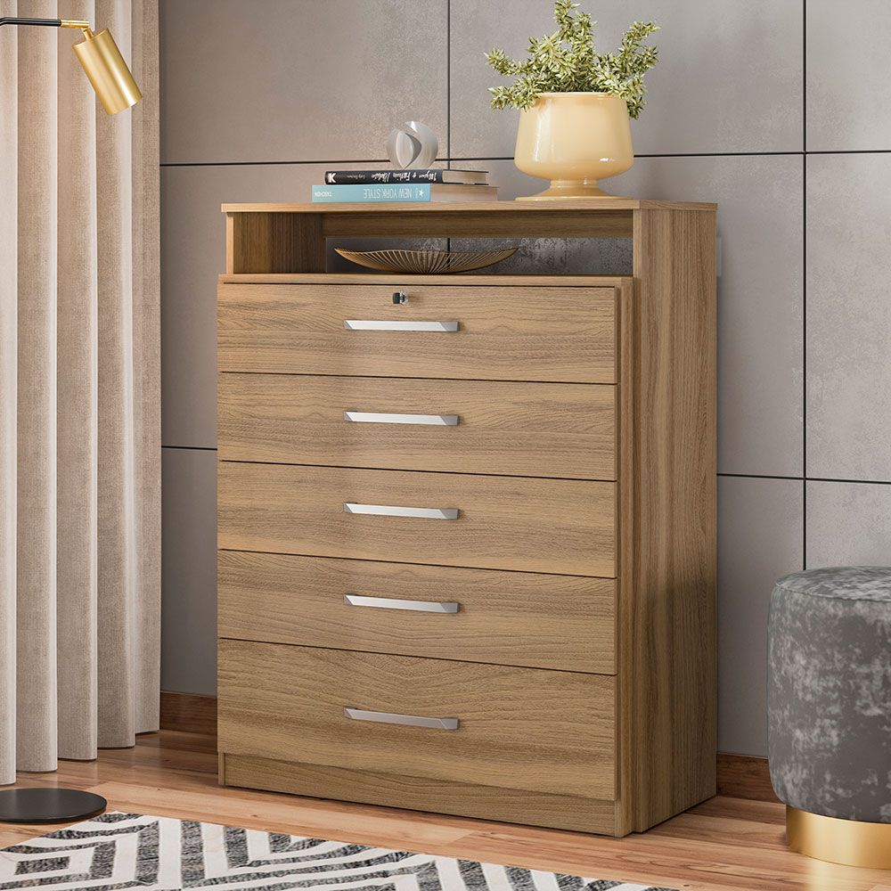 Cômoda 5 Gavetas Triunfo 5090 Amêndola Touch Demóbile