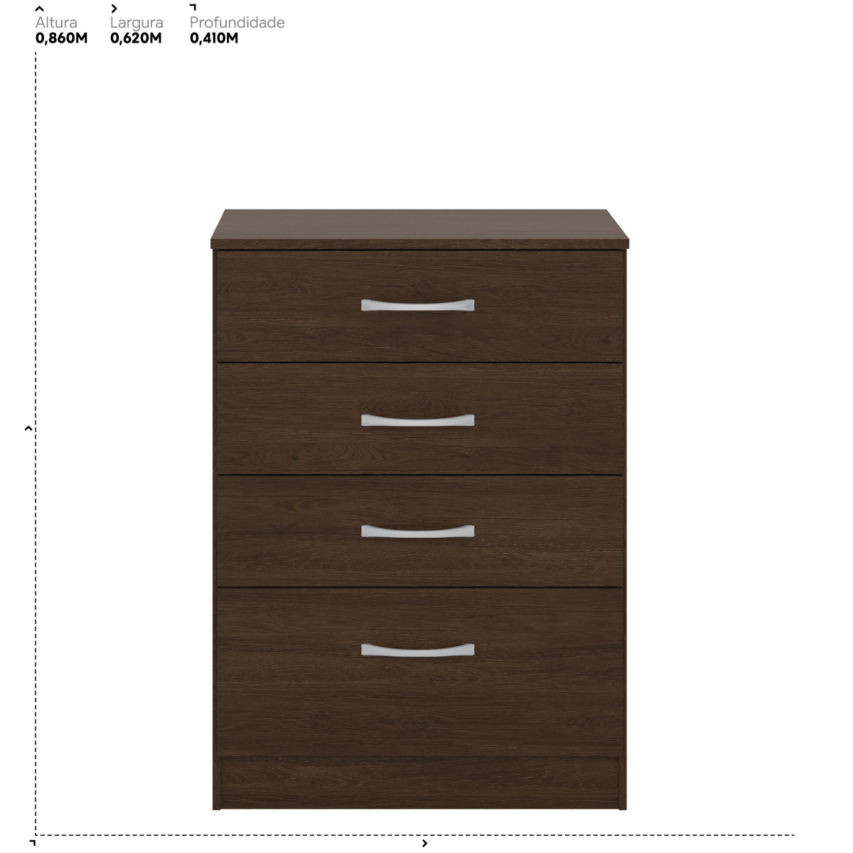 Cômoda Astral 4 Gavetas 62 cm - Comoda para Quarto - Demobile