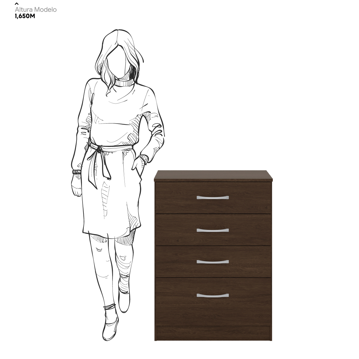 Cômoda Astral 4 Gavetas 62 cm - Comoda para Quarto - Demobile