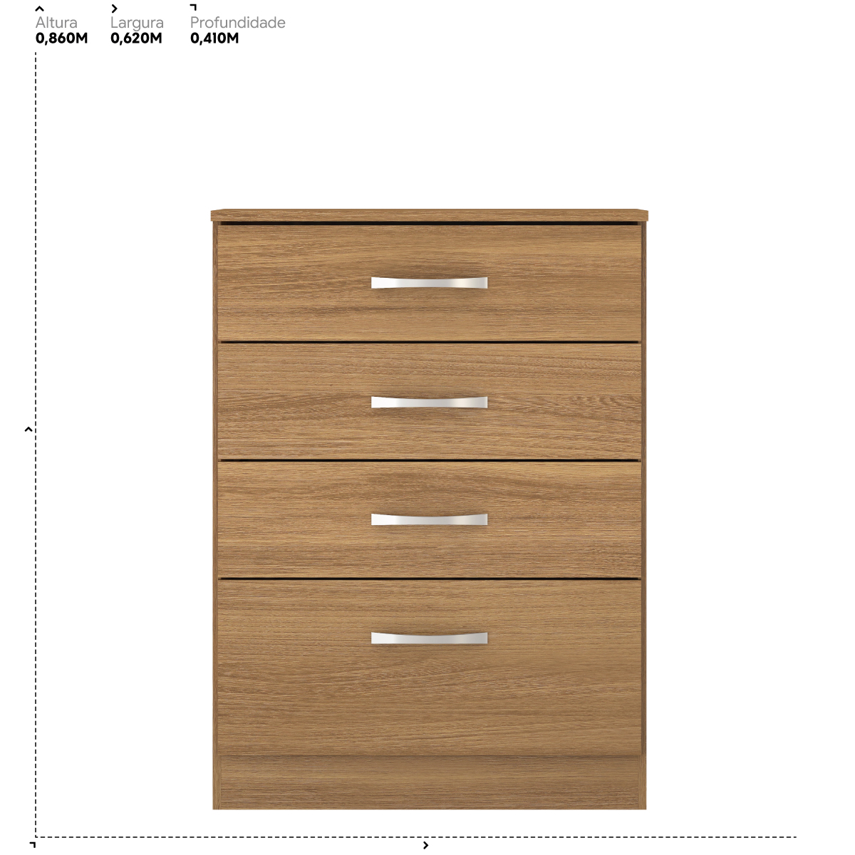 Cômoda Astral 4 Gavetas 62 cm - Comoda para Quarto - Demobile