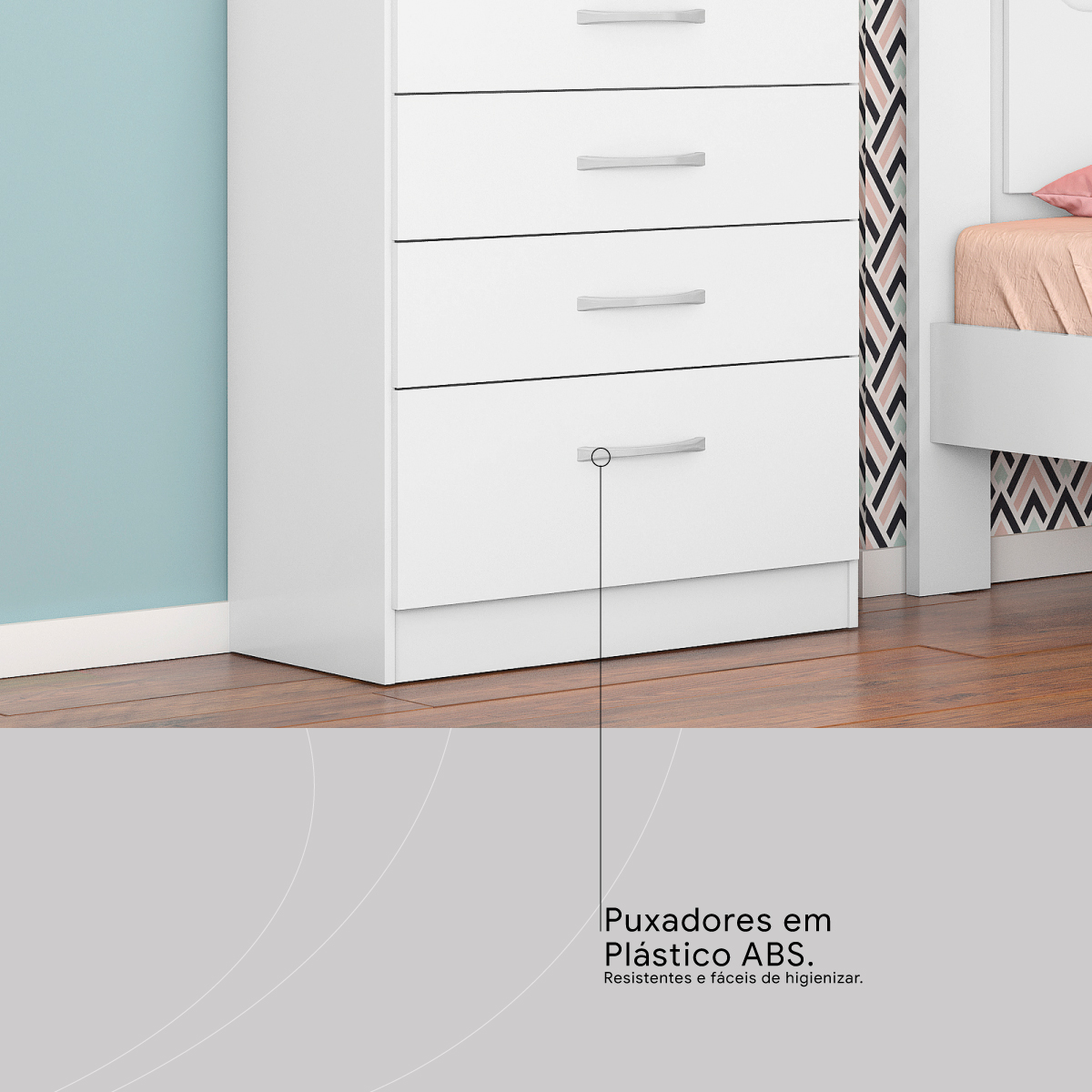 Cômoda Astral 4 Gavetas 62 cm - Comoda para Quarto - Demobile