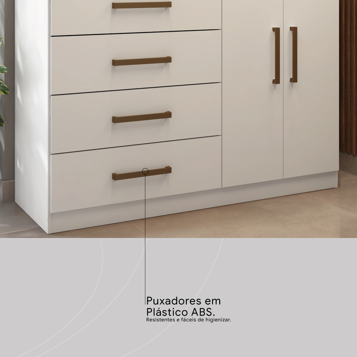 Cômoda Áurea 2 Portas 4 Gavetas 1,20 m - Comoda para Quarto - Demobile