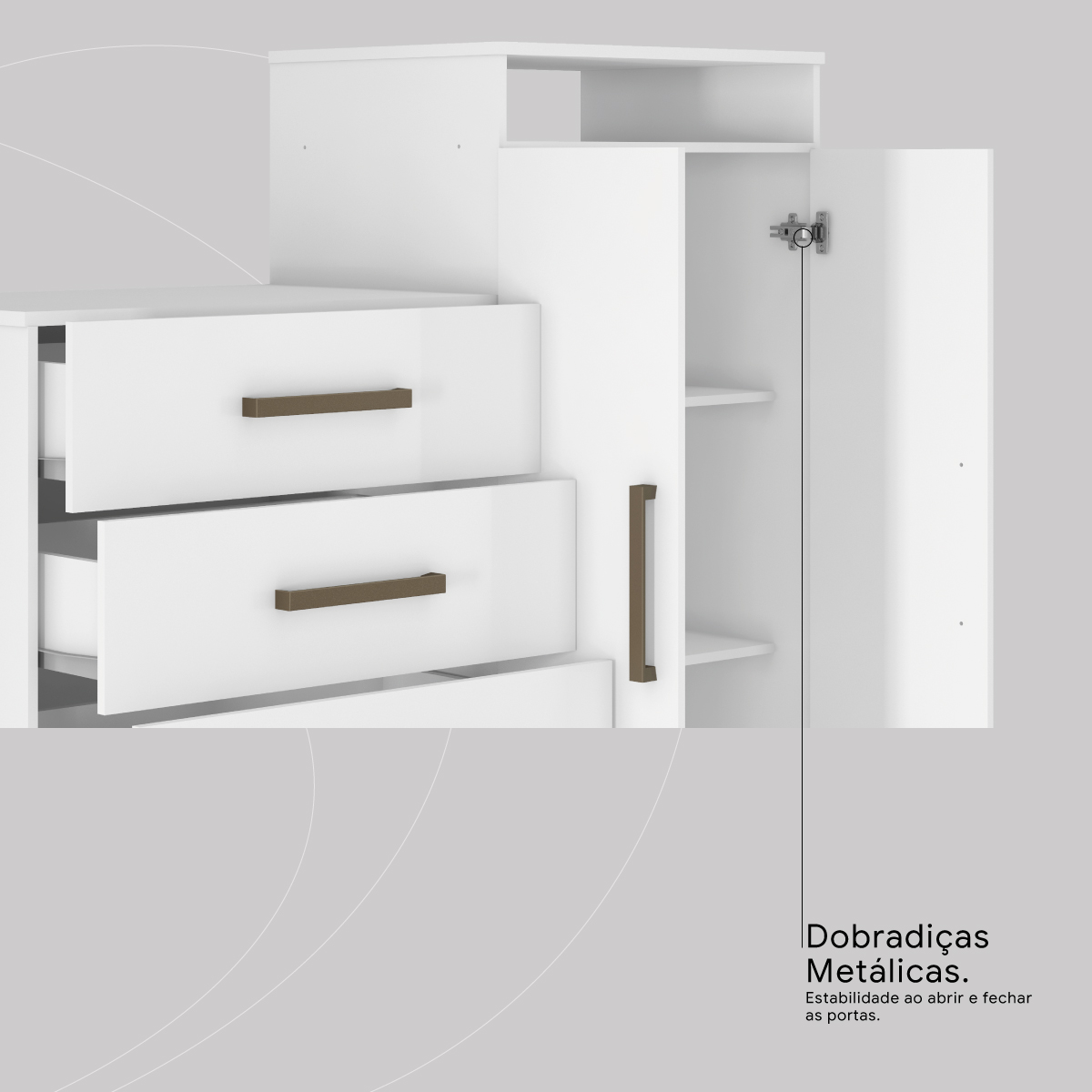 Cômoda Áurea 2 Portas 4 Gavetas 1,20 m - Comoda para Quarto - Demobile