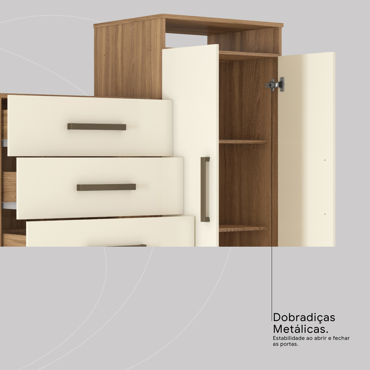 Cômoda Áurea 2 Portas 4 Gavetas 1,20 m - Comoda para Quarto - Demobile