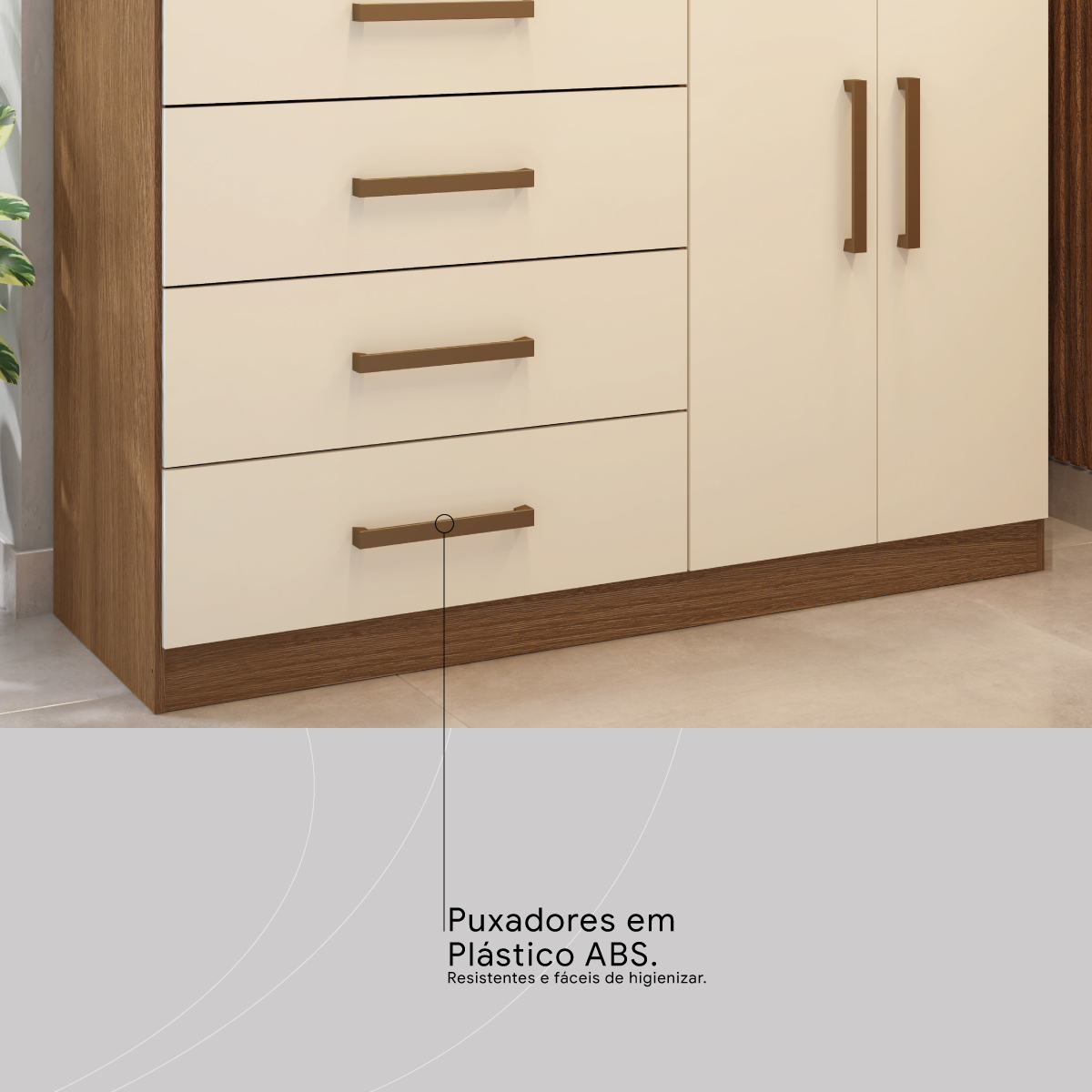 Cômoda Áurea 2 Portas 4 Gavetas 1,20 m - Comoda para Quarto - Demobile