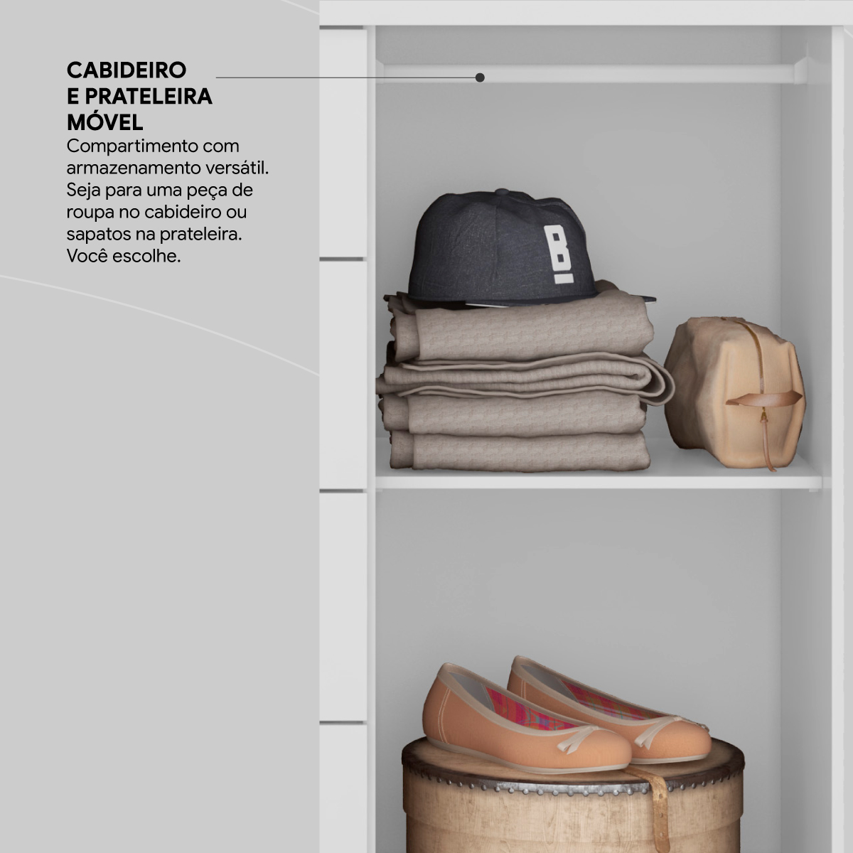 Cômoda Flora 1 Porta 4 Gavetas 1,25 m - Comoda para Quarto - Demobile